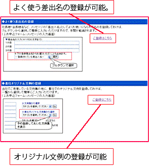 よく使う差出名の登録が可能